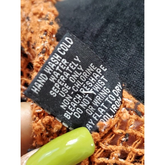 Frazzle Women Brown Cotton Half Sleeve Buttons Front Casual Knit Sweater Size L - Picture 12 of 14